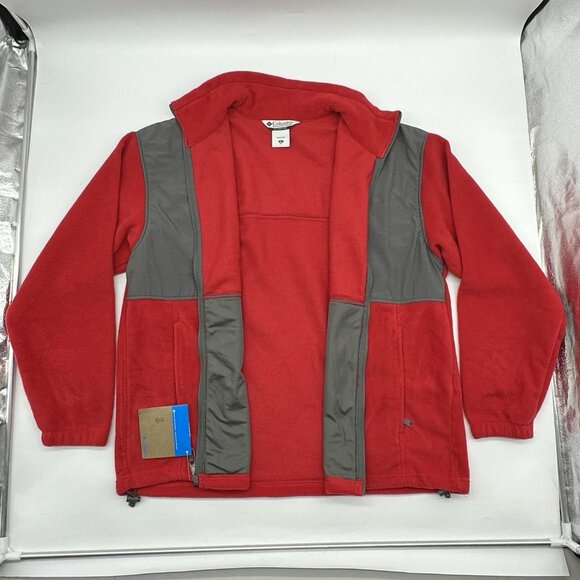 Columbia Men's Size XL Red Fleece & Gray Color-Block Pocket Full Zip Jacket NWT - Picture 6 of 11